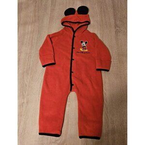 Walt Disney World Parks Size 12 Months Fleece Snowsuit Red Mickey Mouse Unisex